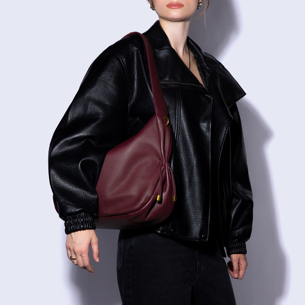 Kori Hobo in Pebbled Leather - Mulberry Glaze