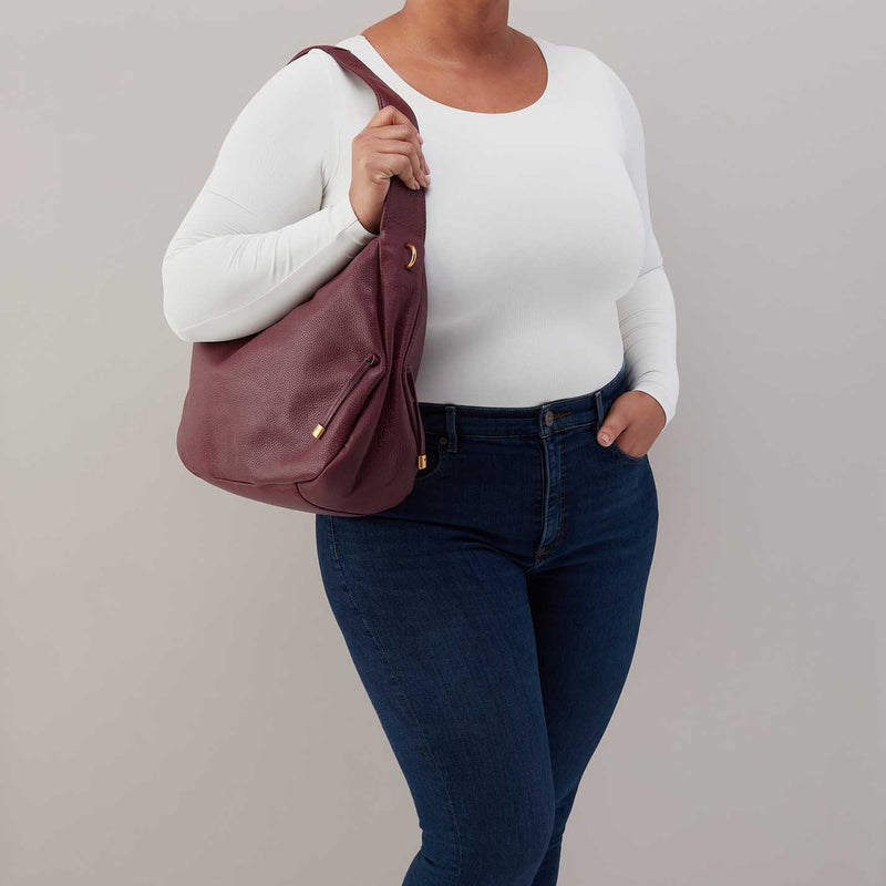 Kori Hobo in Pebbled Leather - Mulberry Glaze