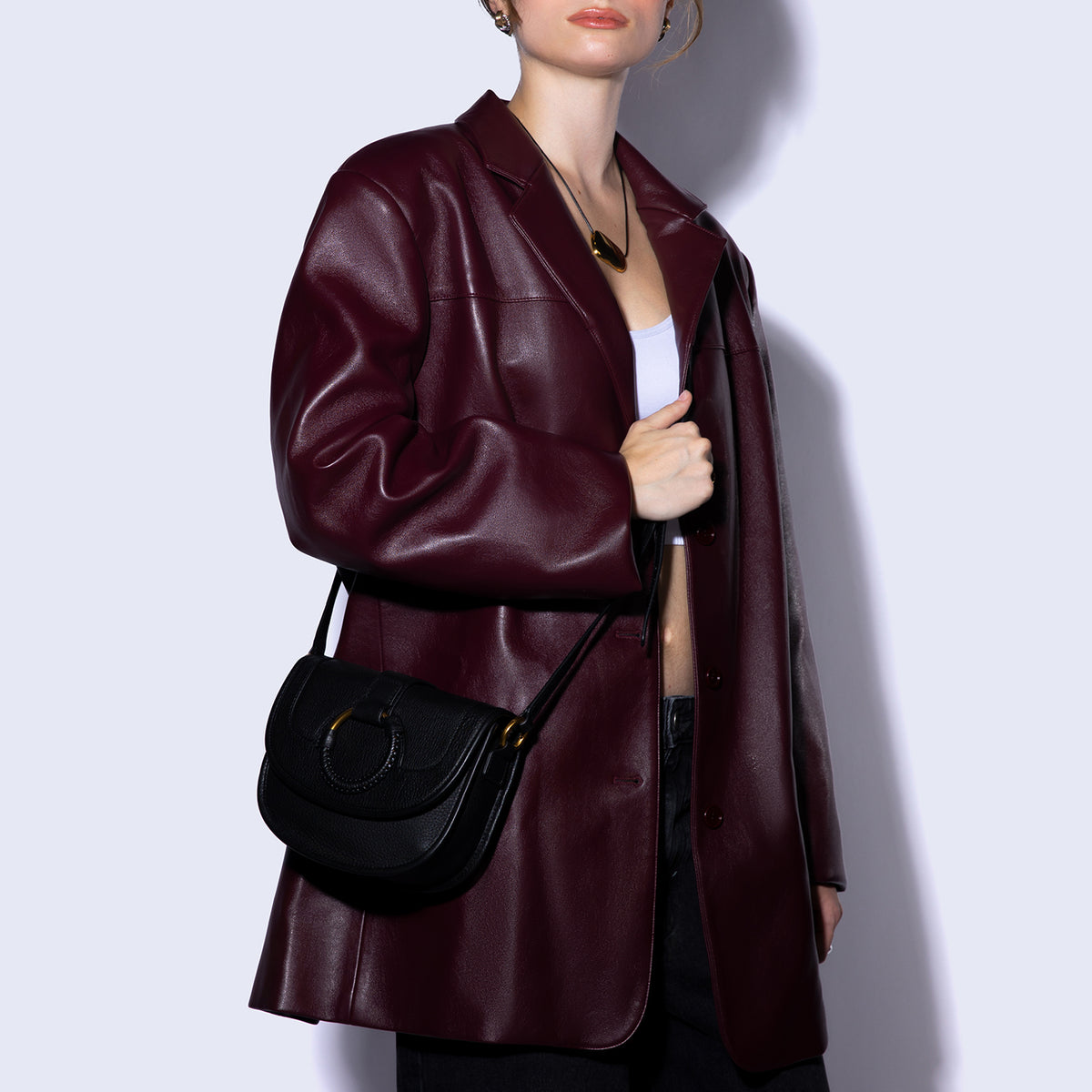 Kiva Small Crossbody In Pebbled Leather - Black