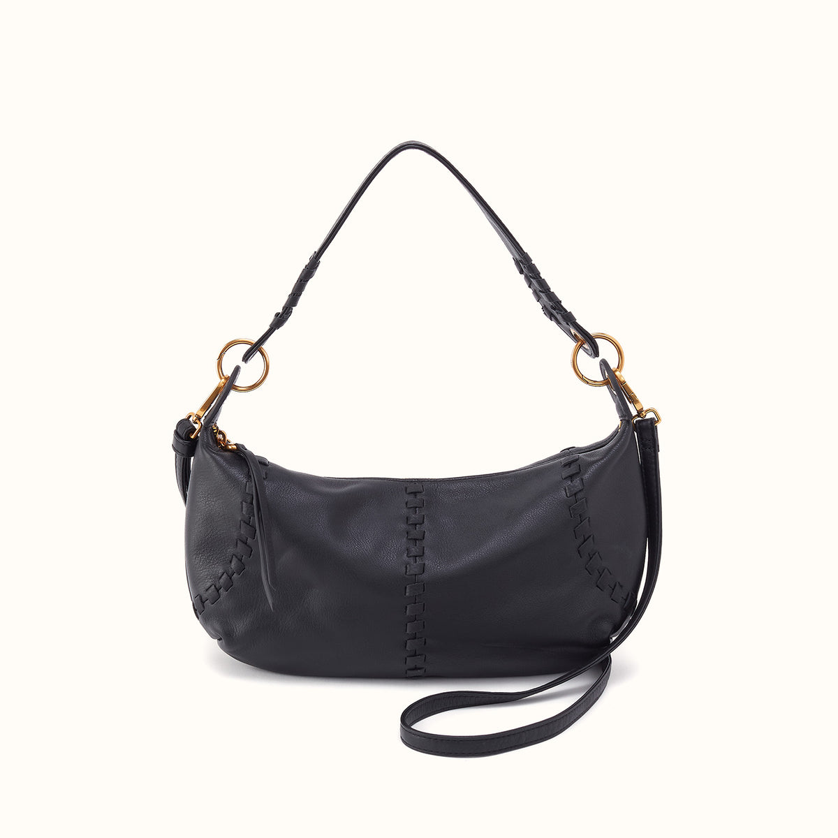 Opal Mini Shoulder In Pebbled Leather - Black