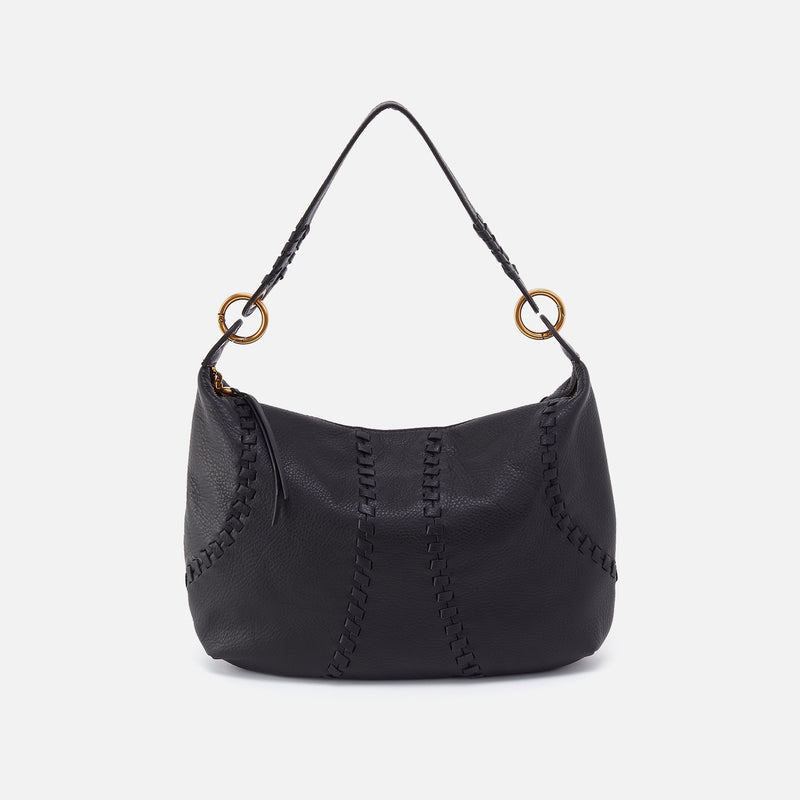 Opal Shoulder In Pebbled Leather - Black