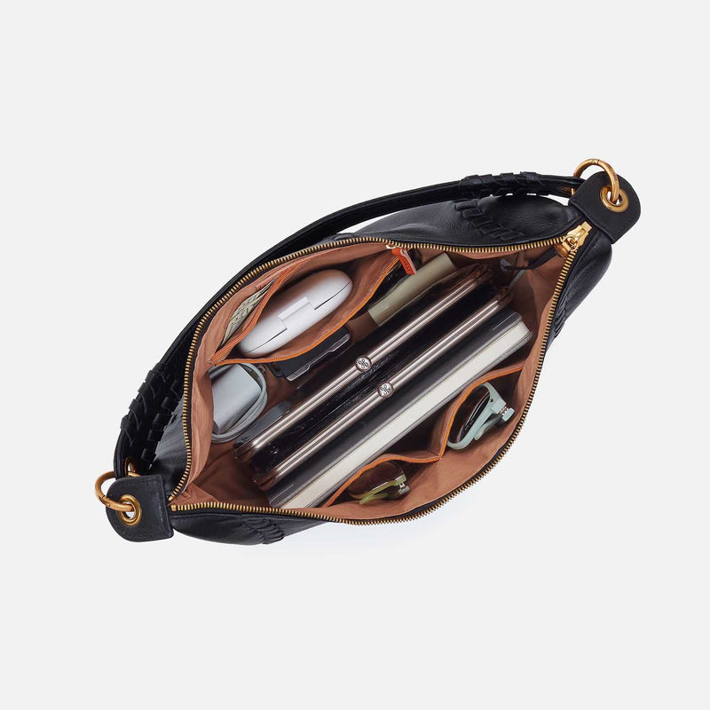 Opal Shoulder In Pebbled Leather - Black