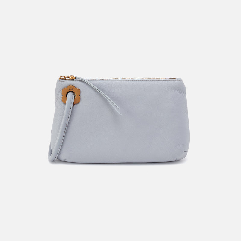 Daisy Daze Large Wristlet in Pebbled Leather - Indigo Cloud