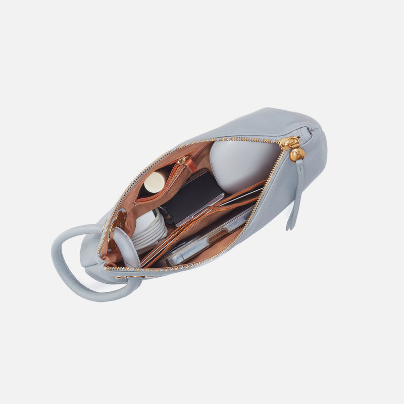 Daisy Daze Large Wristlet in Pebbled Leather - Indigo Cloud