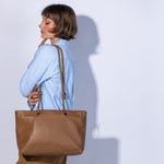 Studio Softie Tote In Pebbled Leather - Timber Brown