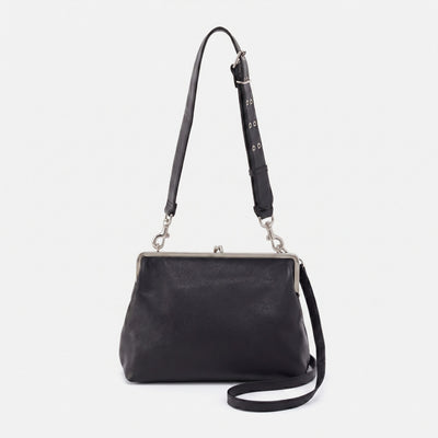Alba Frame Large Shoulder Bag In Pebbled Leather - Black