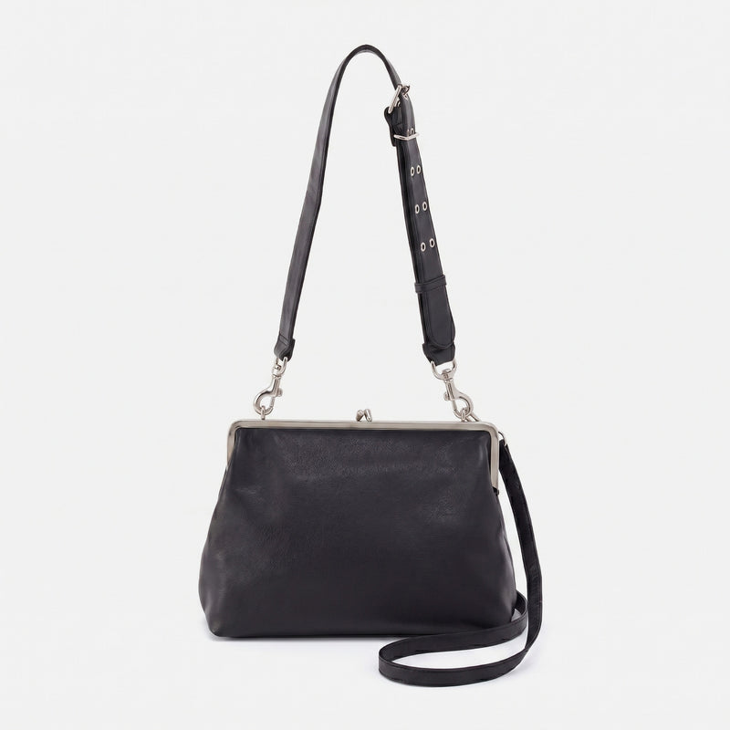 Alba Frame Large Shoulder Bag In Pebbled Leather - Black