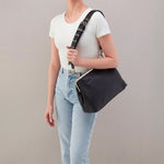 Alba Frame Large Shoulder Bag In Pebbled Leather - Black