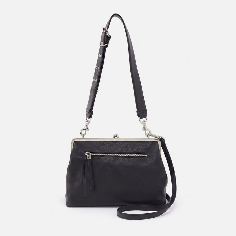 Alba Frame Large Shoulder Bag In Pebbled Leather - Black