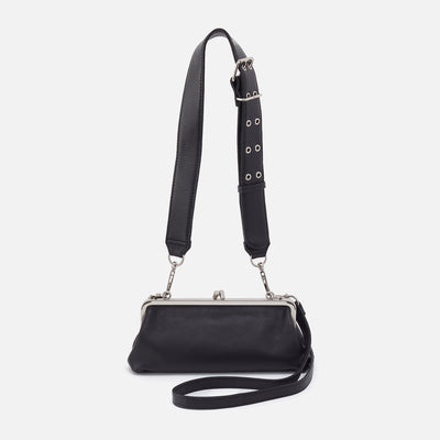 Alba Frame Small Shoulder Bag in Pebbled Leather - Black