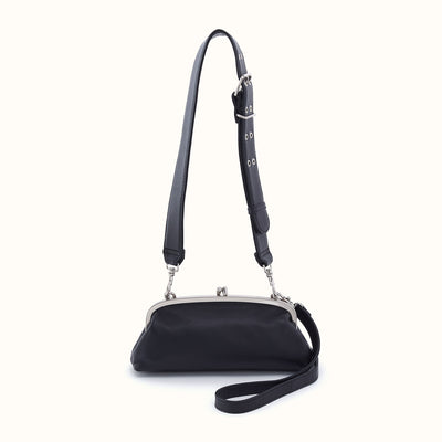 Alba Frame Small Shoulder Bag In Pebbled Leather - Black