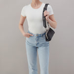 Alba Frame Small Shoulder Bag in Pebbled Leather - Black