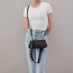 Alba Frame Small Shoulder Bag in Pebbled Leather - Black