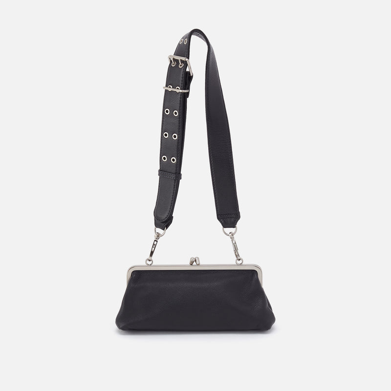 Alba Frame Small Shoulder Bag in Pebbled Leather - Black
