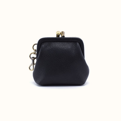 Alba Frame Clip Pouch In Pebbled Leather - Black