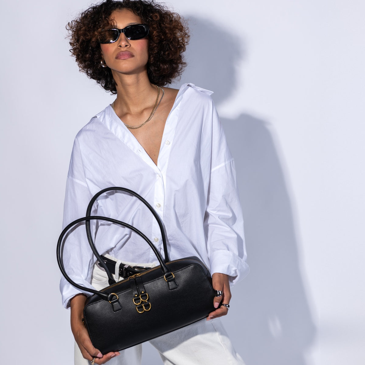Sadie Satchel In Pebbled Leather - Black