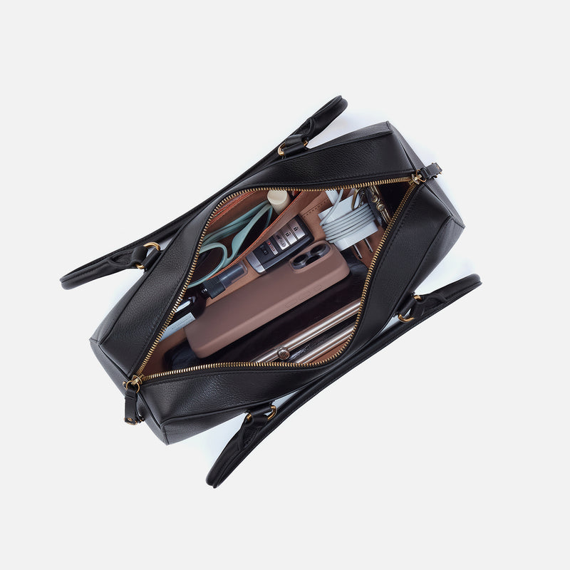 Sadie Satchel in Pebbled Leather - Black