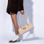 Sadie Satchel in Pebbled Leather - Stonewash