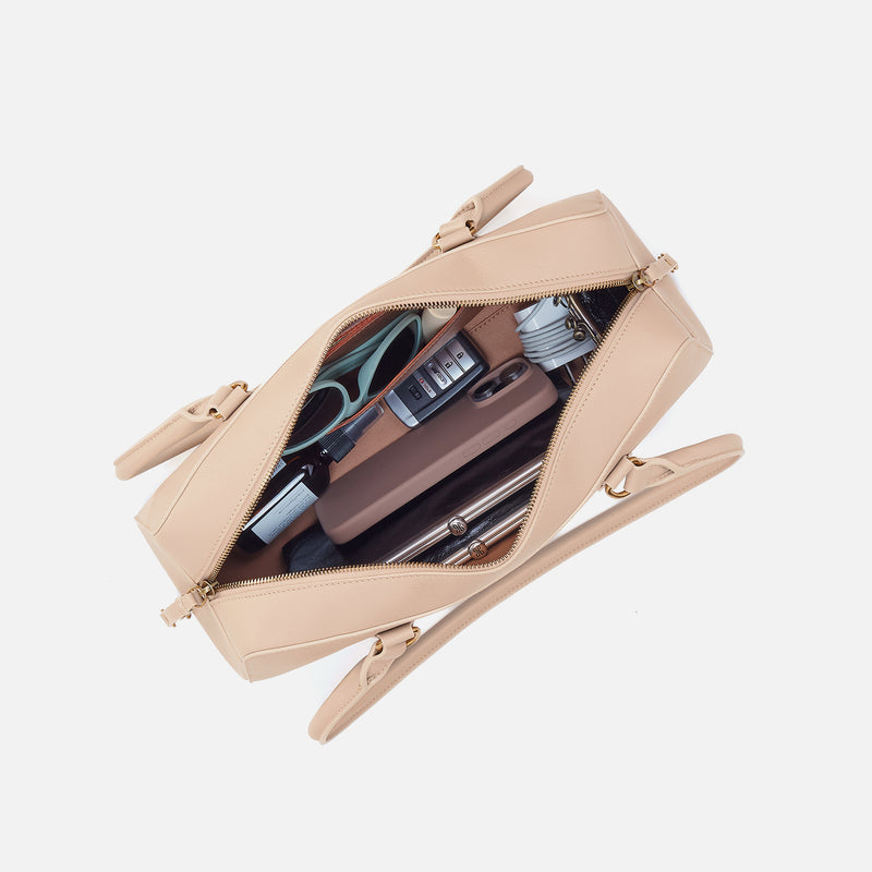 Sadie Satchel in Pebbled Leather - Stonewash