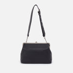 Alba Frame Large Shoulder Bag in Pebbled Leather - Black