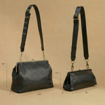 Alba Frame Large Shoulder Bag in Pebbled Leather - Black