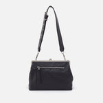 Alba Frame Large Shoulder Bag in Pebbled Leather - Black