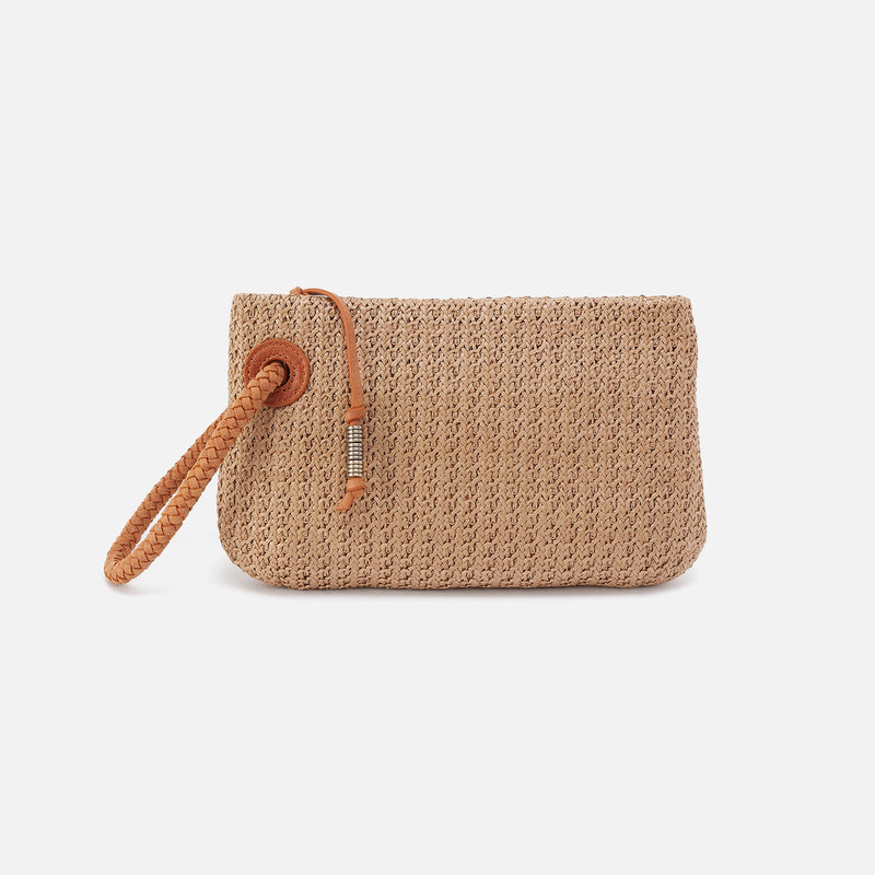 Daisy Daze Large Wristlet In Woven Straw - Meadow Woven Straw