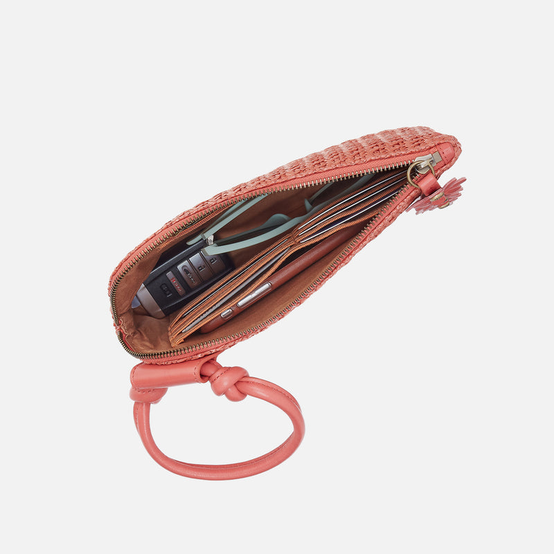 Sable Wristlet In Woven Straw - Wild Rose Woven Straw
