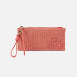 Vida Wristlet In Woven Straw - Wild Rose Woven Straw