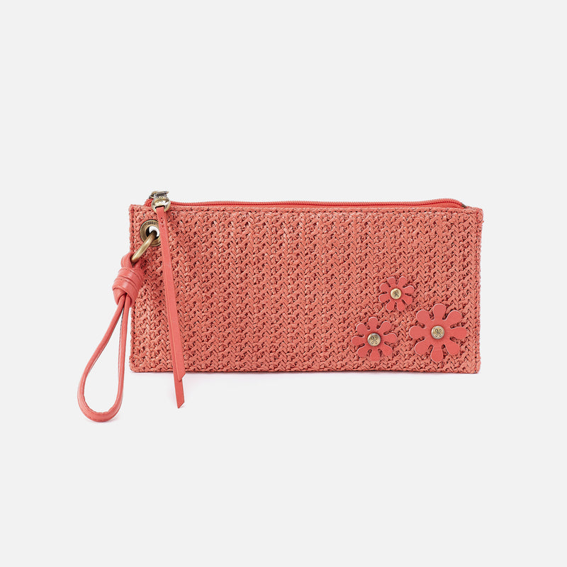 Vida Wristlet In Woven Straw - Wild Rose Woven Straw