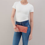 Vida Wristlet In Woven Straw - Wild Rose Woven Straw