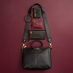 Lumen Continental Wallet in Pebbled Leather - Black With Studs