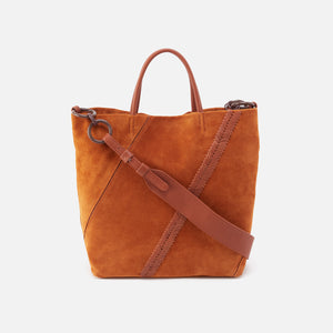 Tripp Tote in Suede With Whipstitch - Cognac