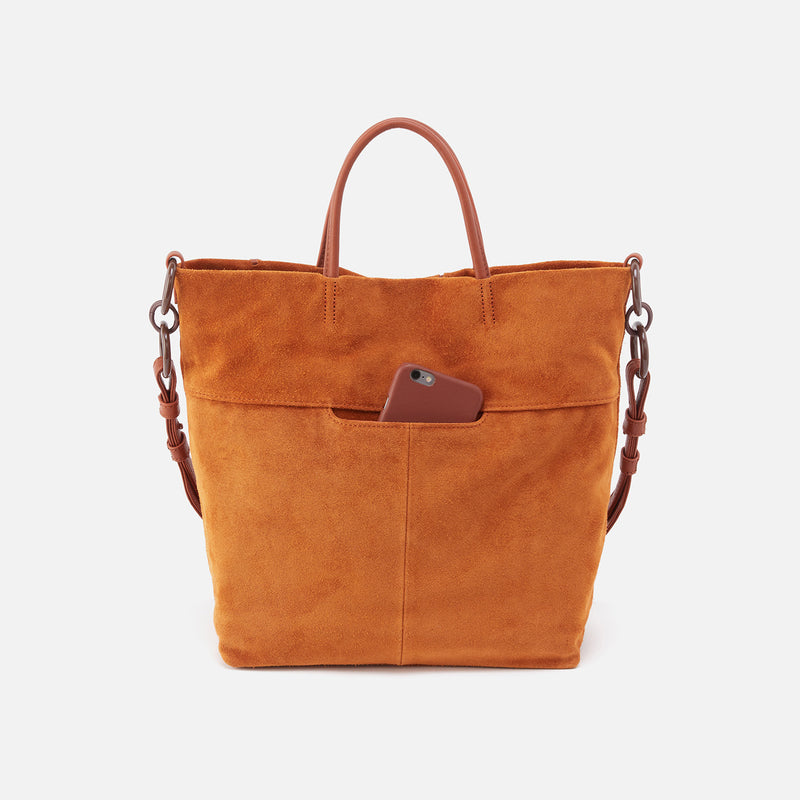 Tripp Tote in Suede With Whipstitch - Cognac