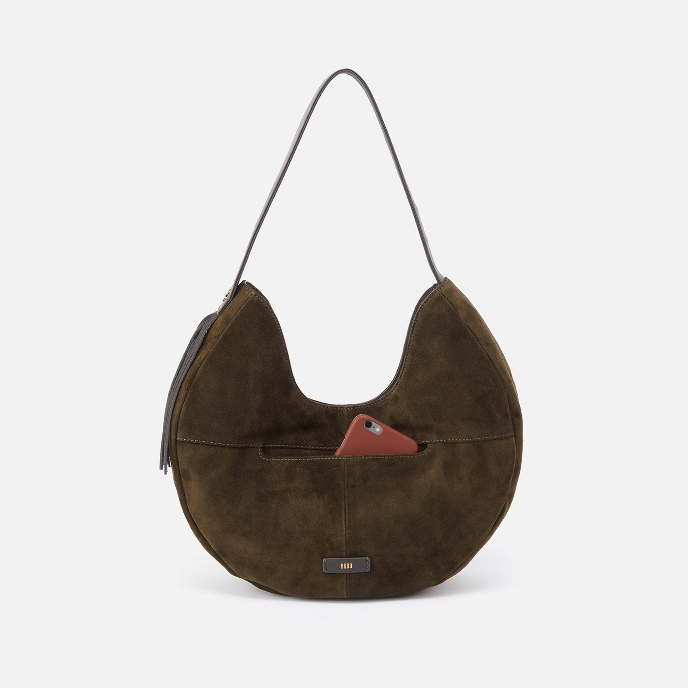 Sawyer Hobo in Suede With Whipstitch - Herb