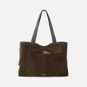Sawyer Tote in Suede With Whipstitch - Herb