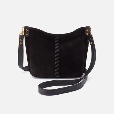 Pier Small Crossbody in Suede With Whipstitch - Black