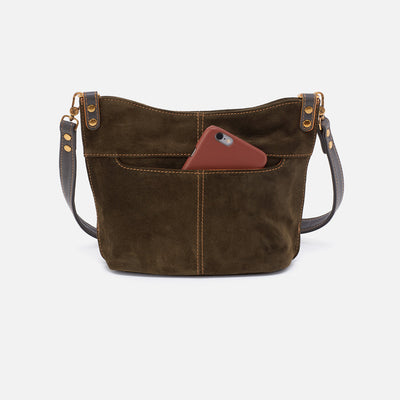 Pier Small Crossbody in Suede With Whipstitch - Herb