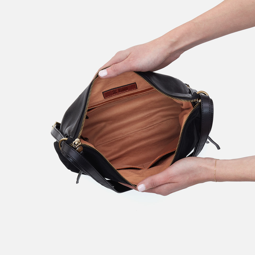 Merrin Convertible Backpack In Suede Black HOBO