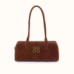 Sadie Satchel In Suede Leather - Chocolate