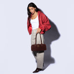 Sadie Satchel In Suede Leather - Chocolate