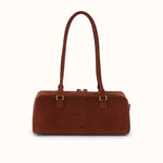 Sadie Satchel In Suede Leather - Chocolate