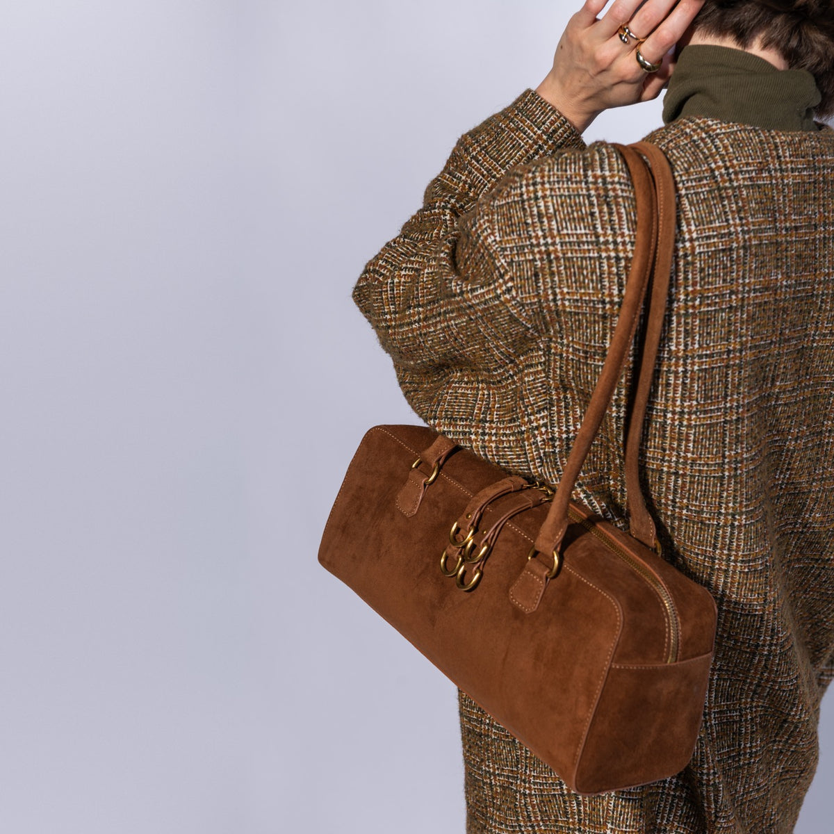 Sadie Satchel in Suede Leather - Truffle
