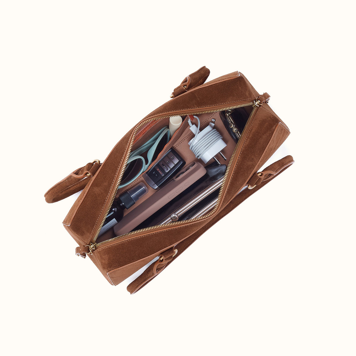 Sadie Satchel in Suede Leather - Truffle