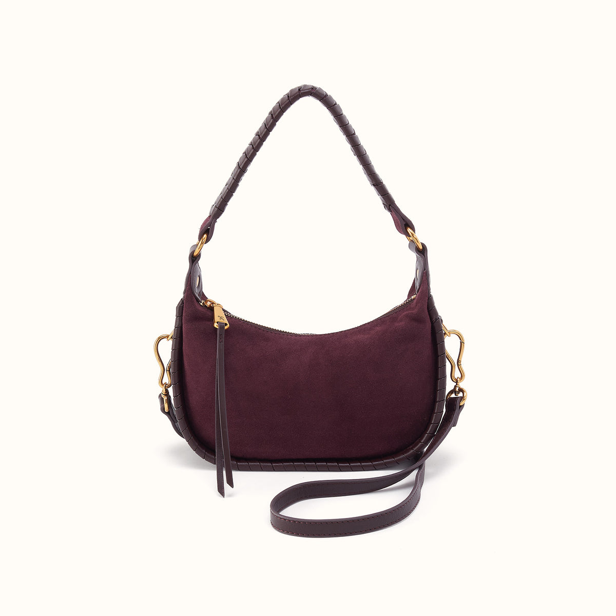 Mia Crescent Small Hobo In Suede Leather