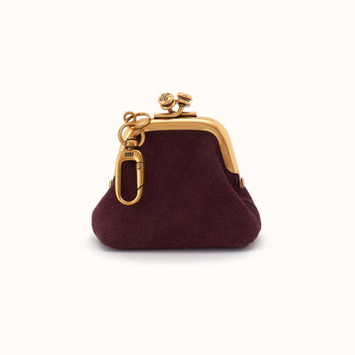 Run Frame Pouch In Suede Leather - Dark Cherry