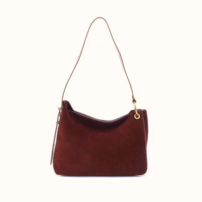 Rayna Shoulder Bag In Suede Leather - Chocolate