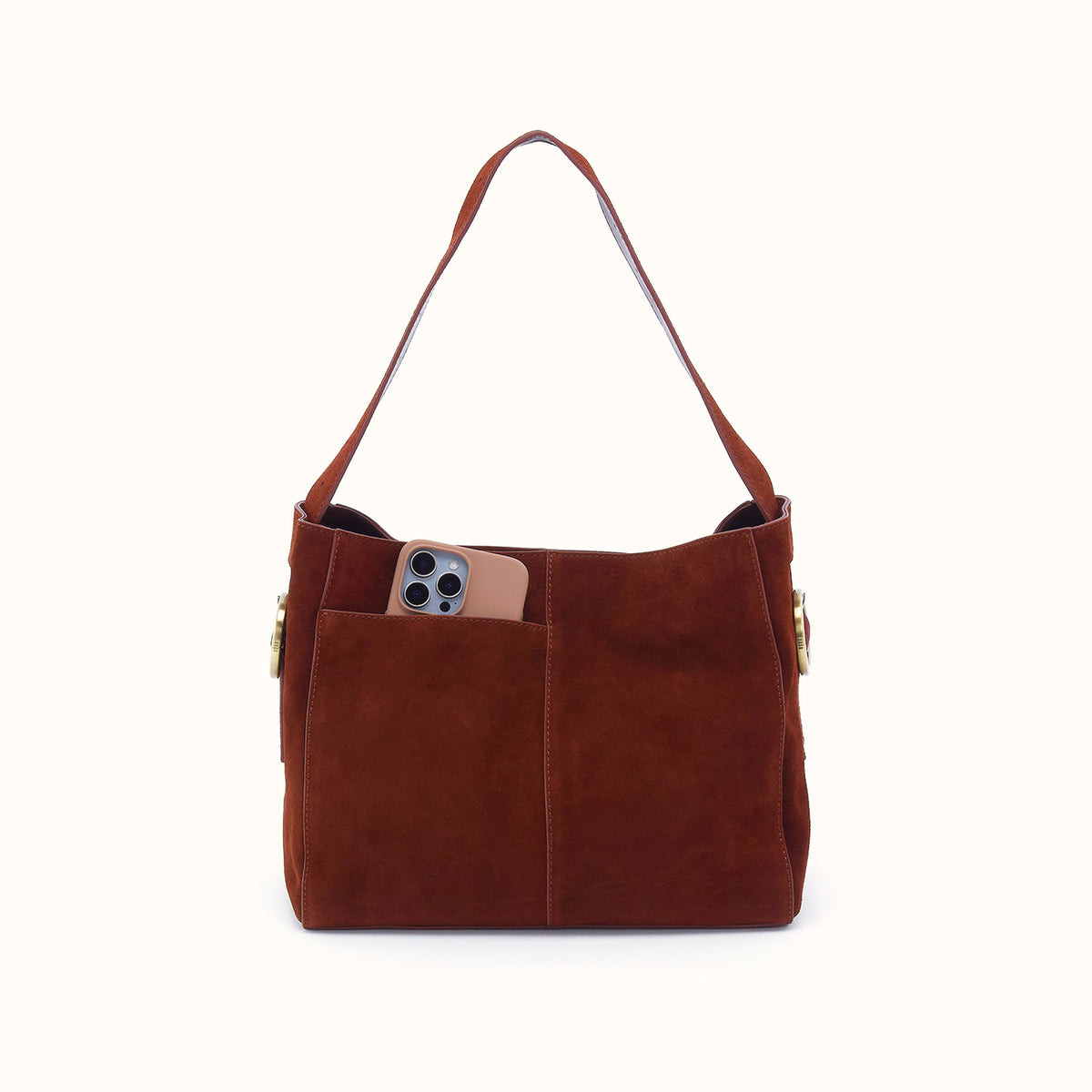 Render Shoulder Bag In Suede Leather - Chocolate