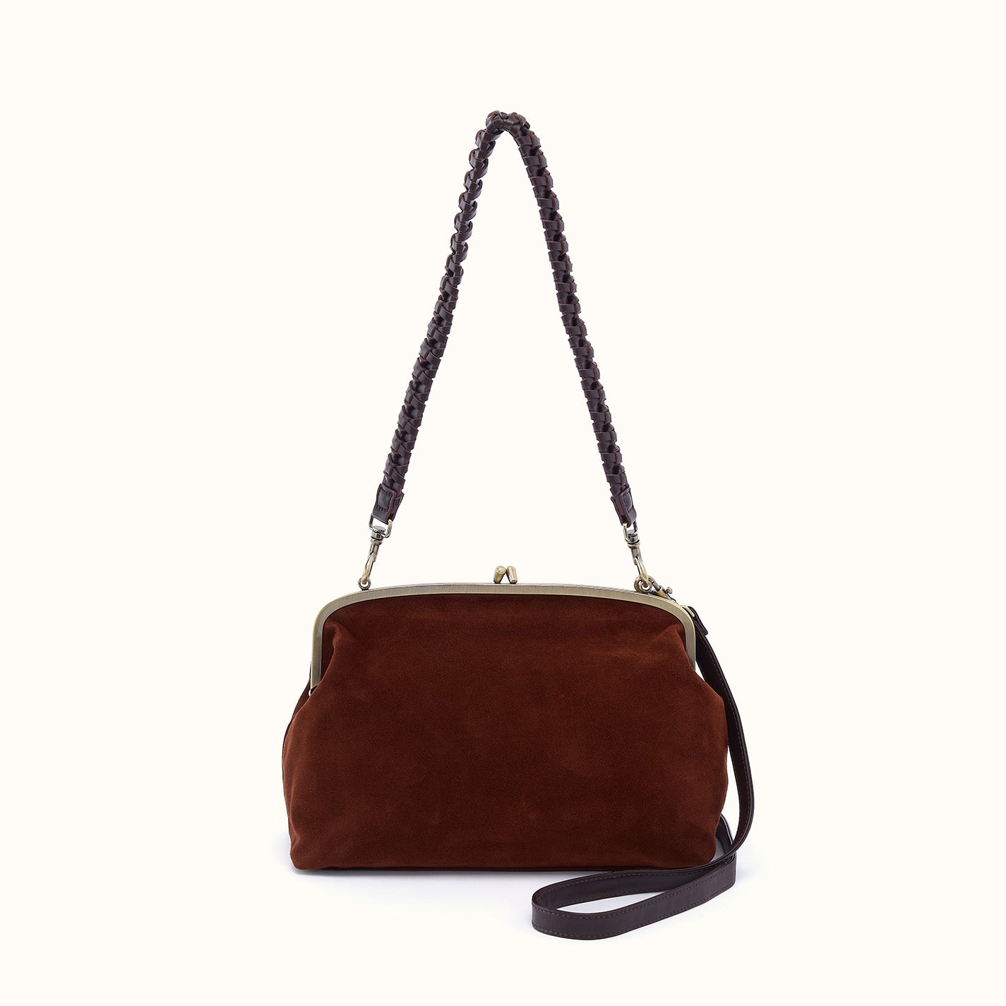 Alba Frame Large Shoulder in Suede Leather - Chocolate – HOBO