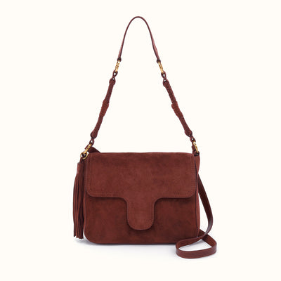 Rogue Shoulder In Suede Leather - Chocolate